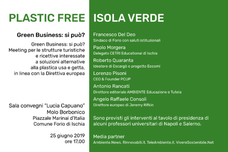 FORIO, #PLASTICFREE ISOLA VERDE, EVENTO DEDICATO A STRUTTURE TURISTICHE E RICETTIVE