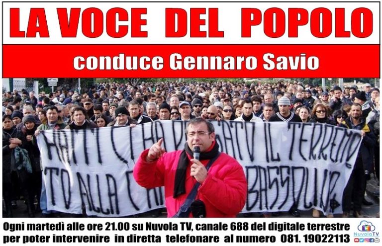 “LA VOCE DEL POPOLO”, OGNI MARTEDI’ ALLE  21 SU NUVOLA TV LA TRASMISSIONE DI GENNARO SAVIO