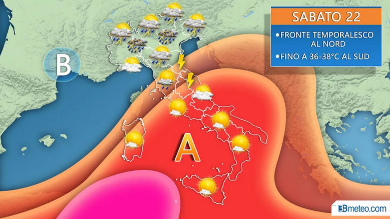 METEO – WEEK-END: QUALCHE TEMPORALE AL NORD, CALDO AFRICANO AL SUD