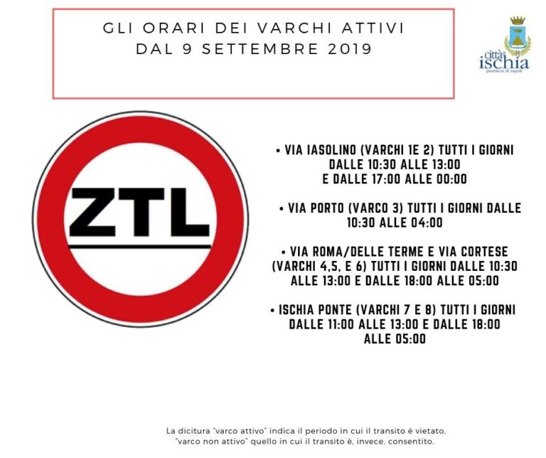 ISCHIA – CAMBIANO GLI ORARI DELLA ZTL DI VIA IASOLINO