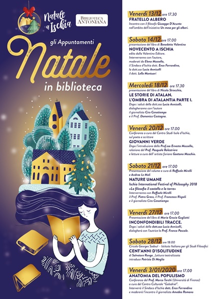 VIDEO – LUCIA ANNICELLI CI ILLUSTRA IL VASTO CARTELLONE DEGLI EVENTI CHE SI TERRANNO NELLE FESTIVITA’ NATALIZIE PRESSO LA BIBLIOTECA ANTONIANA DI ISCHIA