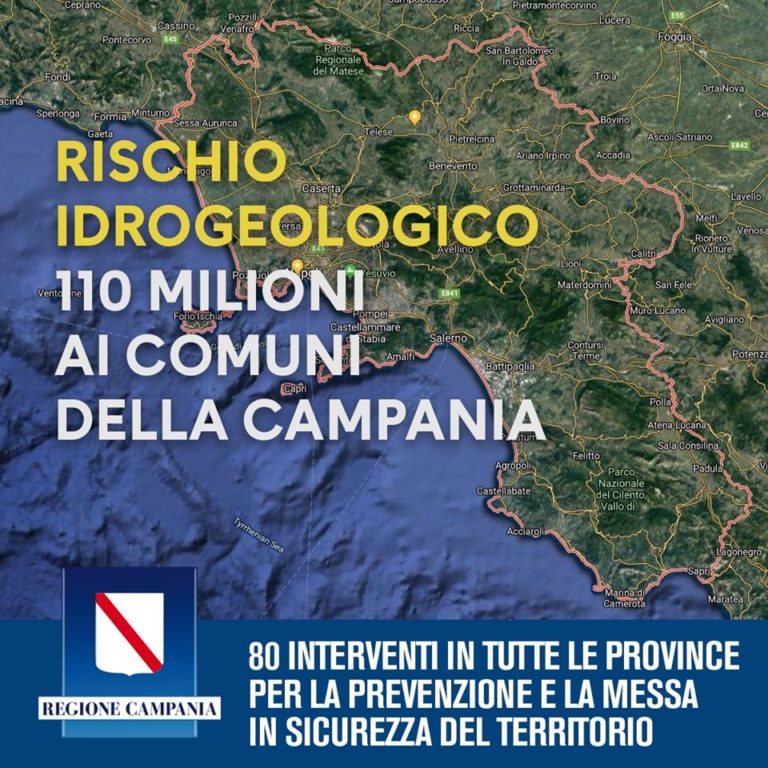 NUOVO PIANO PER LA DIFESA DEL SUOLO: 110 MILIONI PER I COMUNI DELLA CAMPANIA
