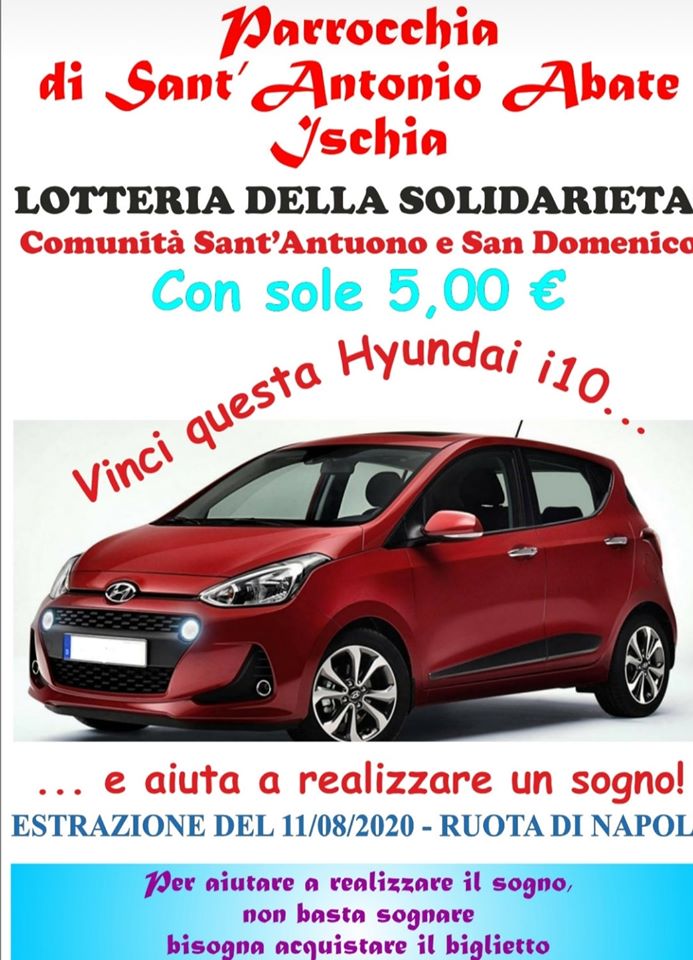 ISCHIA, PARTE LA LOTTERIA DELLA SOLIDARIETA’, IN PALIO UNA HYUNDAI I10