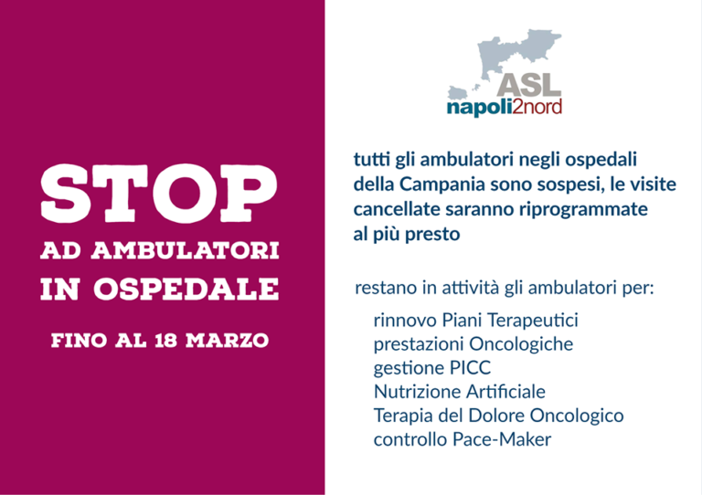 SOSPENSIONE STRAORDINARIA DELL’ATTIVITÀ AMBULATORIALE OSPEDALIERA IN CAMPANIA
