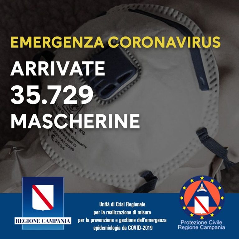 CORONAVIRUS – ARRIVATE IN CAMPANIA 35729 MASCHERINE, L’ANNUNCIO DI DE LUCA