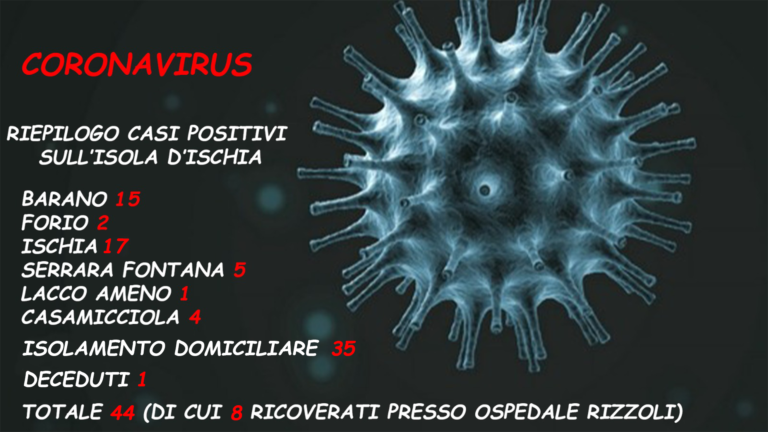 SEI NUOVI CASI NEL COMUNE DI ISCHIA: COINVOLTE CINQUE PERSONE DI UN NUCLEO FAMILIARE E UNA SESTA PERSONA, STANNO TUTTI BENE