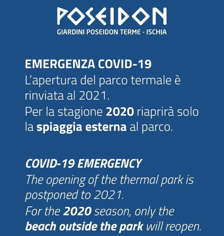 UFFICIALE – IL PARCO TERMALE POSEIDON NON RIAPRIRA’!