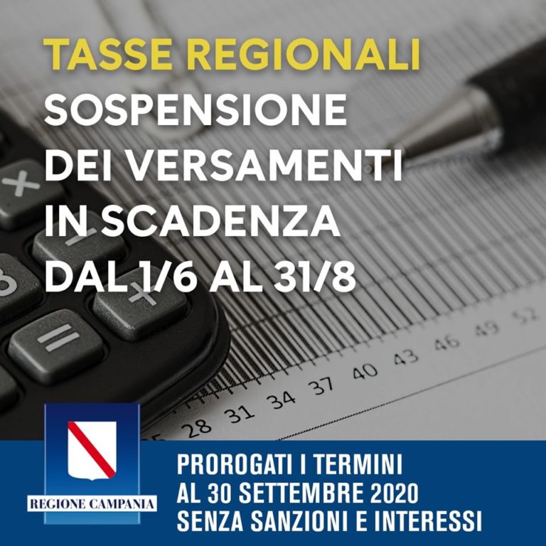 COVID-19, SOSPENSIONE ADEMPIMENTI TRIBUTARI REGIONALI
