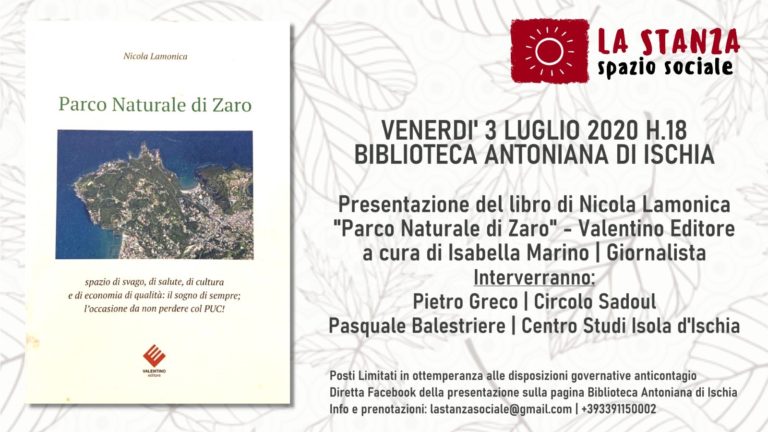 LA STANZA – SPAZIO SOCIALE PRESENTA IL LIBRO DI NICOLA LAMONICA “PARCO NATURALE DI ZARO”