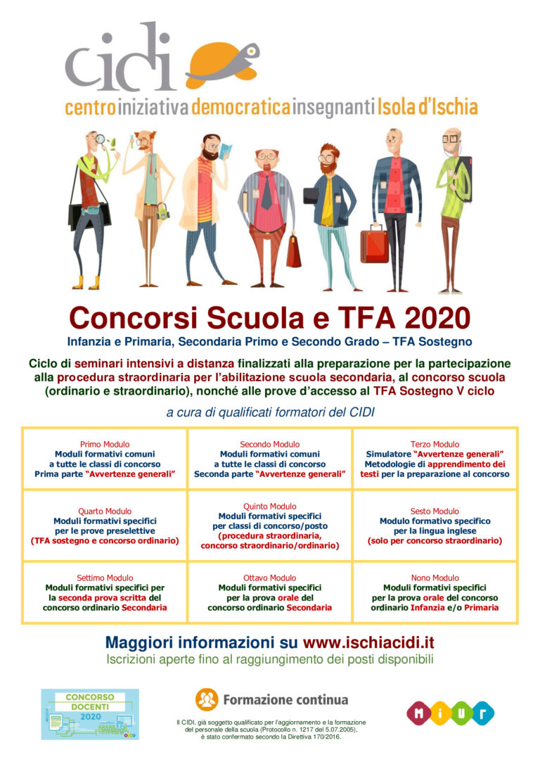 PREPARATI CON IL CIDI ISOLA D’ISCHIA PER I CONCORSI SCUOLA E TFA 2020