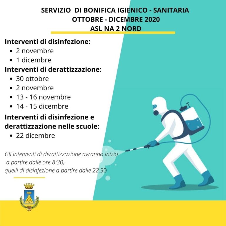 BONIFICA IGIENICO SANITARIA NEL COMUNE DI ISCHIA, IL CALENDARIO