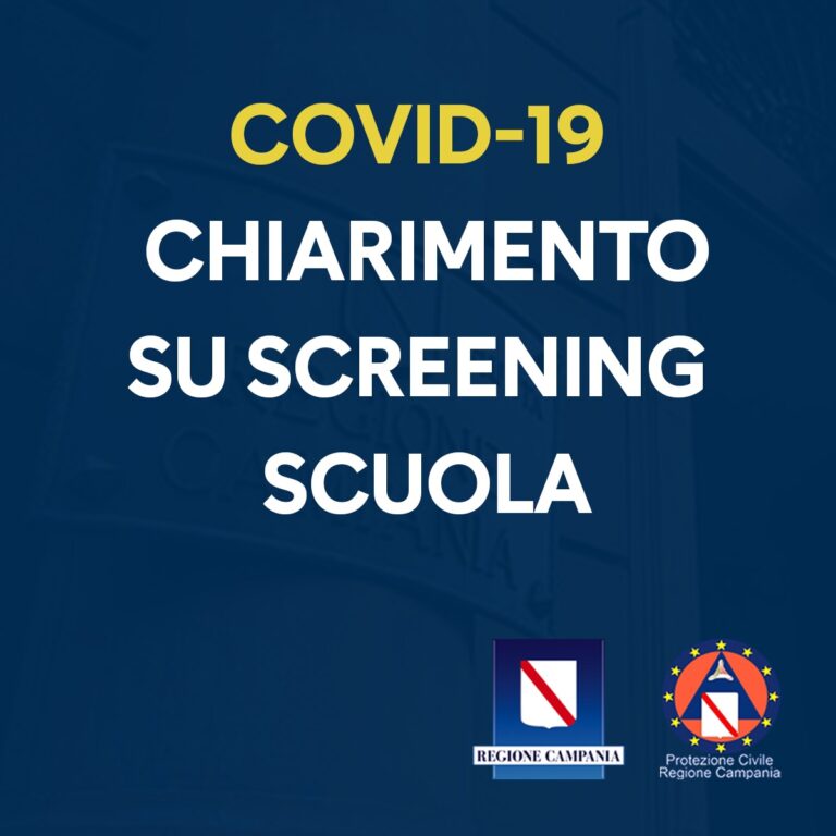 COVID-19, CHIARIMENTO SU SCREENING SCUOLA
