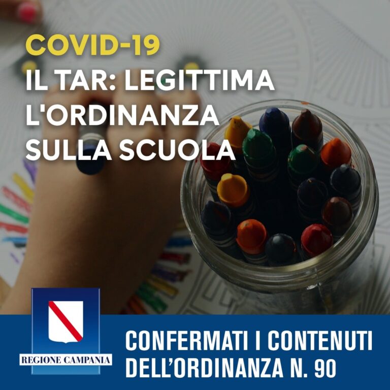 COVID-19, IL TAR: LEGITTIMA L’ORDINANZA SULLA SCUOLA