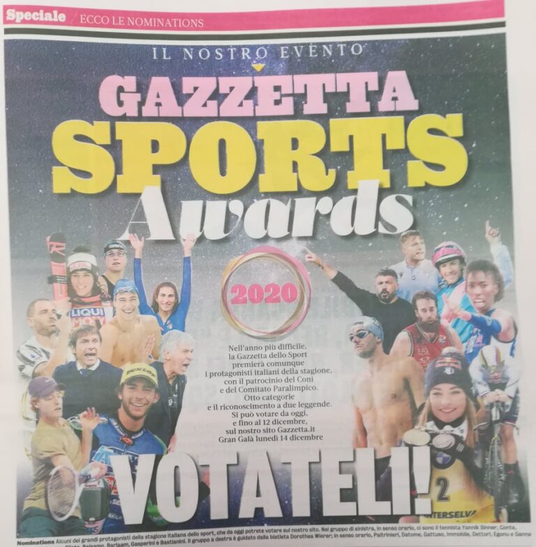 GIANNI SASSO IN CORSA PER LA VITTORIA DEL PREMIO “GAZZETTA SPORTS AWARDS”