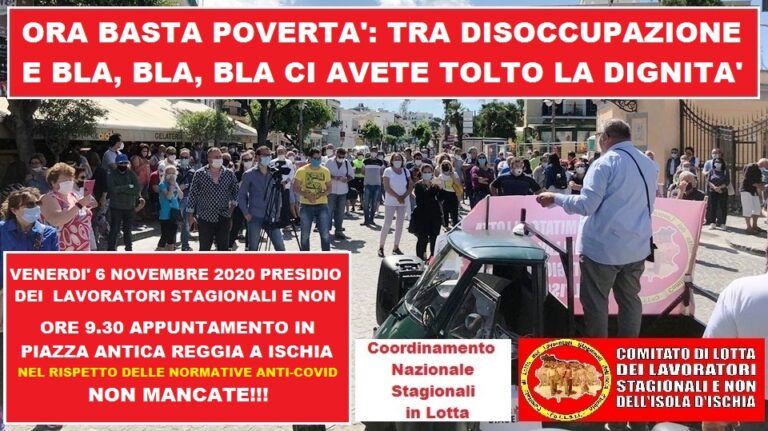 VENERDI’ A ISCHIA PROTESTA DEI LAVORATORI STAGIONALI