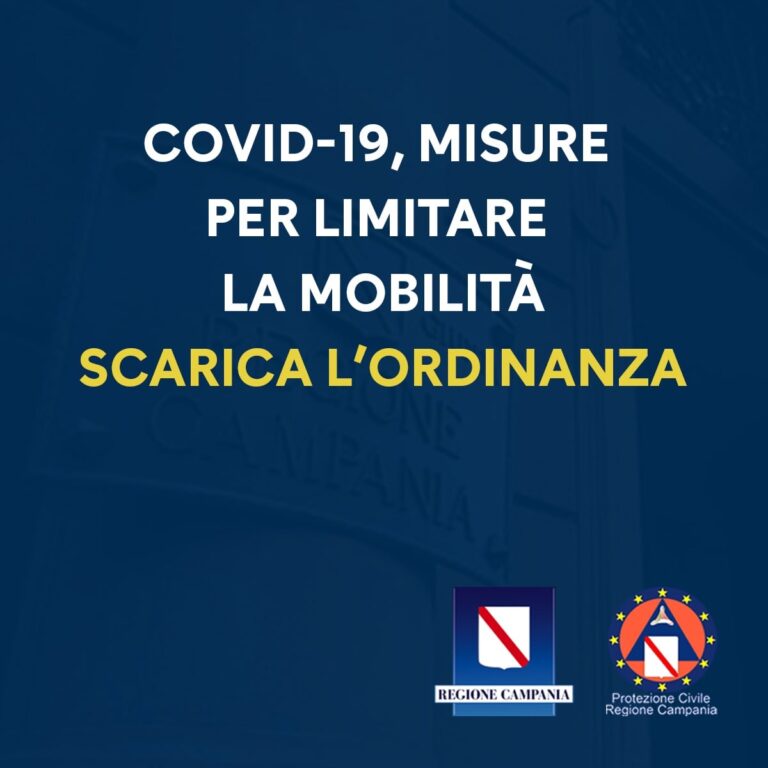COVID-19, MISURE PER LIMITARE LA MOBILITÀ: ECCO L’ORDINANZA REGIONALE