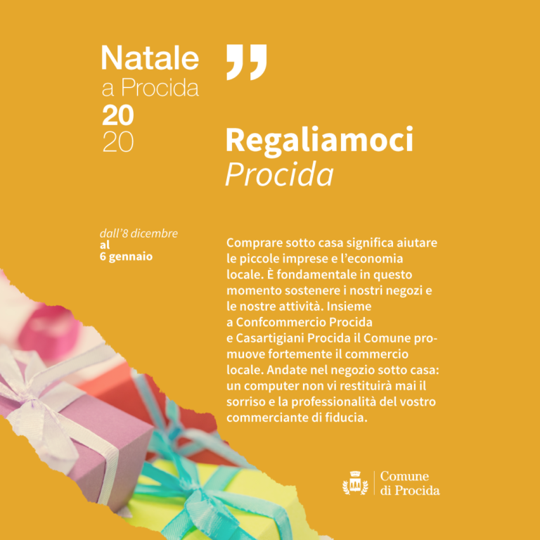 REGALIAMOCI PROCIDA, INIZIATIVA SOLIDALE PER NATALE 2020 A PROCIDA