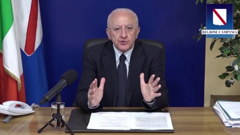 DE LUCA: “DAL 12 GENNAIO SAREMO PRONTI PER AVVIARE LA CAMPAGNA DI VACCINAZIONE ANTI-COVID”