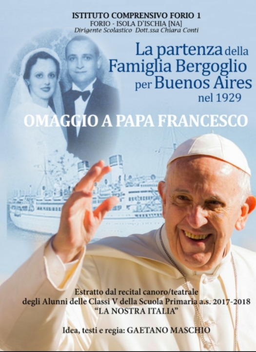 PAPA FRANCESCO  ENCOMIA LA COMUNITA’ SCOLASTICA DELL’ ISTITUTO COMPRENSIVO FORIO 1 DIRETTO DA CHIARA CONTI.