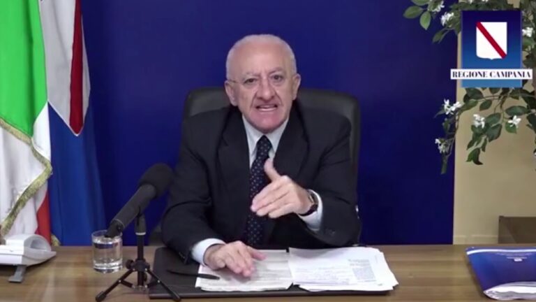 DE LUCA IN DIRETTA FACEBOOK CRITICA CONTE E SU VACCINI E SCUOLA DICE: “NUMERI PREOCCUPANTI”