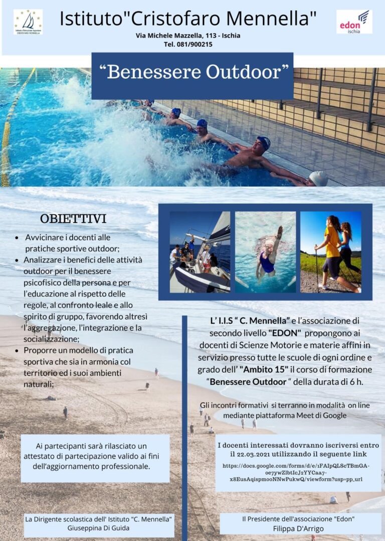 PARTE DA OGGI IL CORSO “BENESSERE OUTDOOR” ORGANIZZATO DALL’ISTITUTO SCOLASTICO “MENNELLA” DI ISCHIA