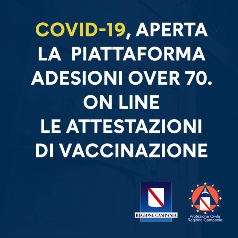 COVID-19, APERTA PIATTAFORMA ADESIONI OVER 70