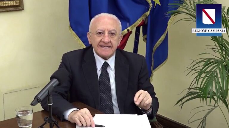 SITUAZIONE EPIDEMIOLOGICA PREOCCUPANTE, DOBBIAMO STARE ATTENTI PERCHE’ SIAMO LA REGIONE PIU’ A RISCHIO D’ITALIA, DE LUCA LANCIA L’ALLARME VARIANTI E RICHIAMA TUTTI AD ESSERE RESPONSABILI: “IL PRIMO VALORE DA DIFENDERE E’ LA VITA”