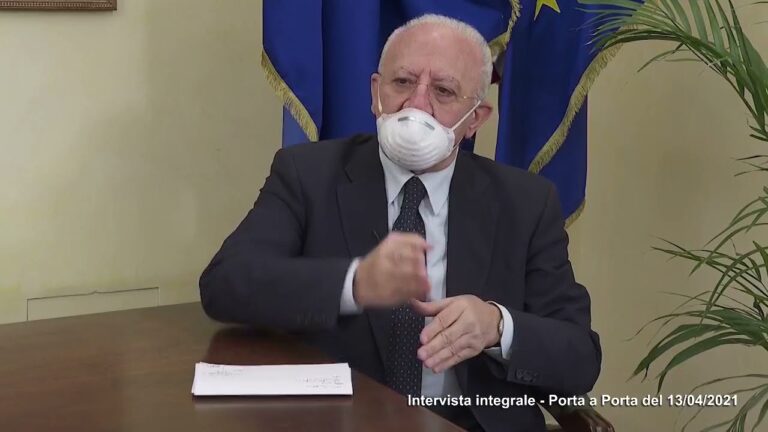 DE LUCA A PORTA A PORTA: “VACCINEREMO LE ISOLE NON APPENA TERMINEREMO FRAGILI E OVER 70. IL GOVERNO CI DIA LE DOSI CHE CI SPETTANO”