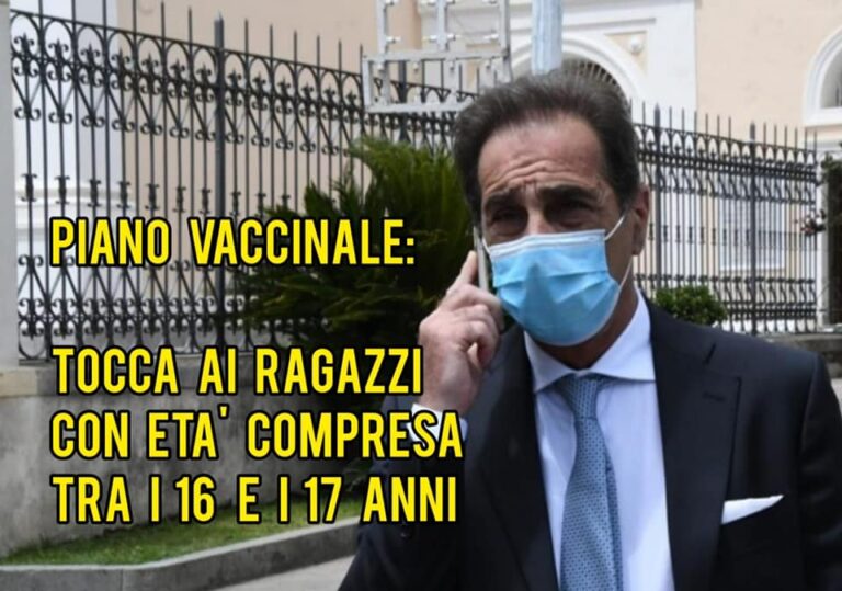 PIANO VACCINALE, DOMANI TOCCA AI RAGAZZI CON ETÀ COMPRESA TRA I 16 E I 17 ANNI. PASSATE PAROLA!