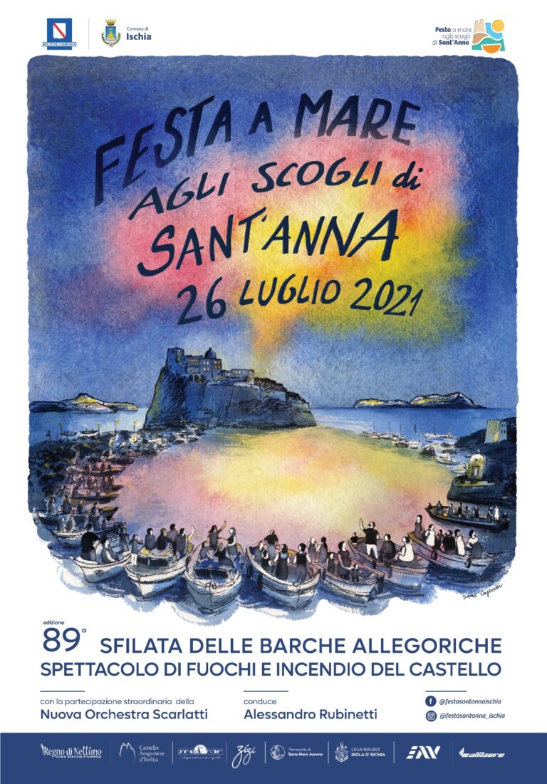 ISCHIA COME UNA “GOUACHE”, SIMO CAPECCHI FIRMA IL MANIFESTO DELLA FESTA DI SANT’ANNA