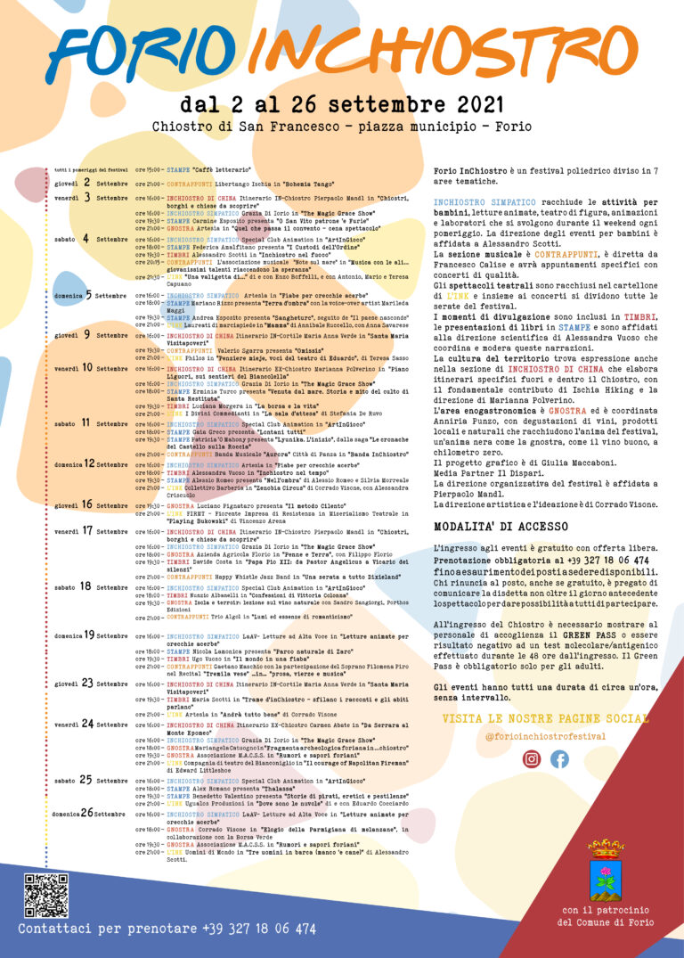 SUCCESSO PER LA CONFERENZA STAMPA DI FORIO IN-CHIOSTRO. AL VIA IL FESTIVAL DAL 2 AL 26 SETTEMBRE A FORIO