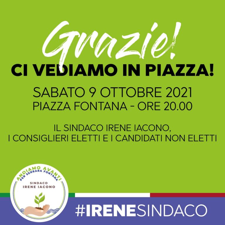 SERRARA FONTANA – IL SINDACO IRENE IACONO RINGRAZIA GLI ELETTORI
