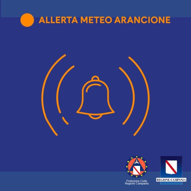 ALLERTA METEO ARANCIONE IN CAMPANIA DALLE 8 DI MERCOLEDI’