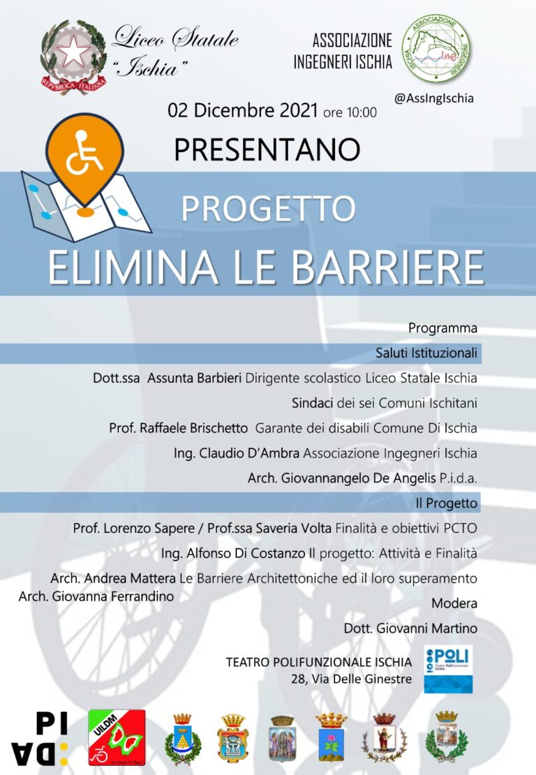 ISCHIA ELIMINA LE BARRIERE ARCHITETTONICHE, IL PROGETTO DEGLI INGEGNERI ISCHITANI