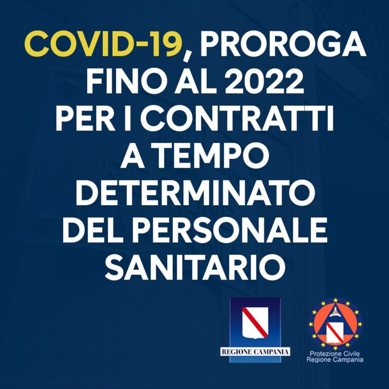COVID 19 – PROROGA FINO AL 2022 PER I CONTRATTI A TEMPO DETERMINATO DEL PERSONALE SANITARIO