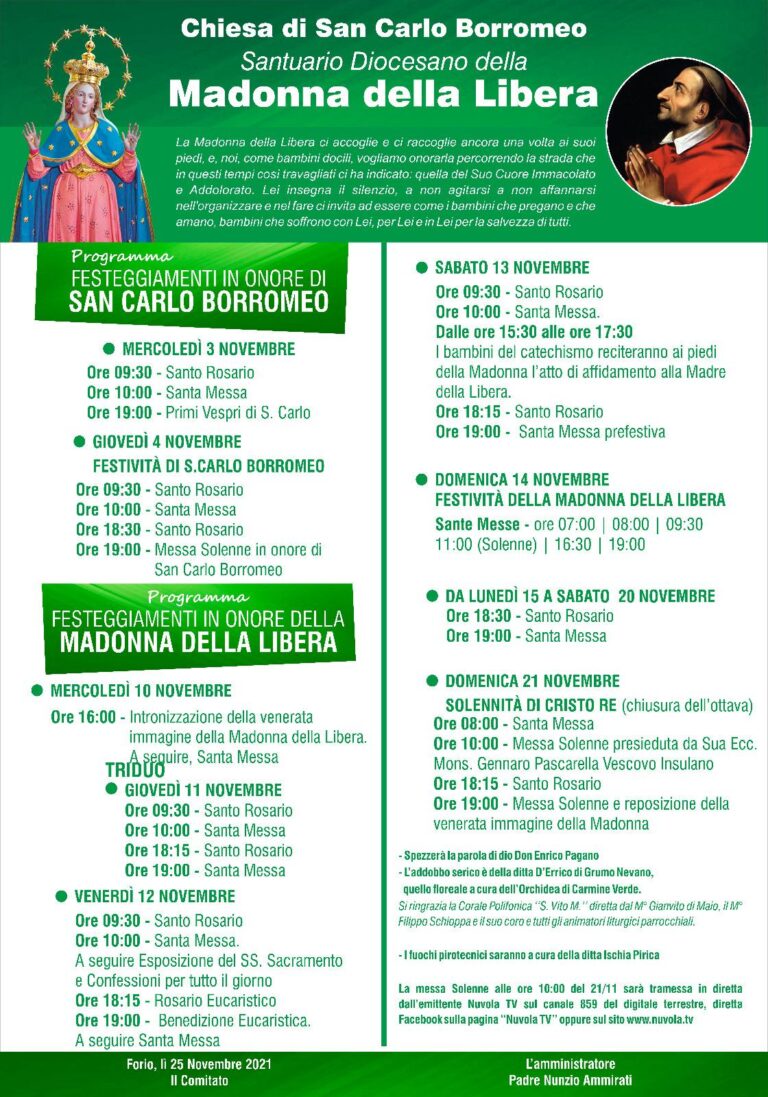 INIZIATI I SOLENNI FESTEGGIAMENTI IN ONORE DELLA MADONNA DELLA LIBERA