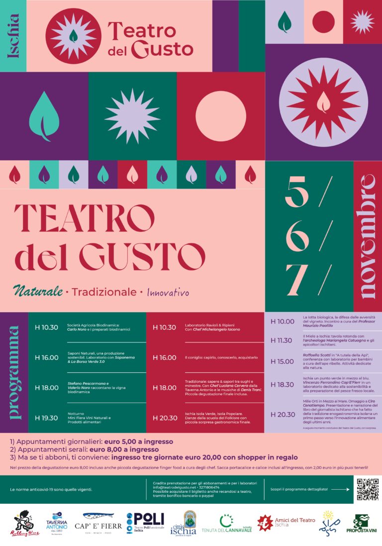 AL VIA LA PRIMA EDIZIONE DEL “TEATRO DEL GUSTO”, FESTIVAL ENOGASTRONOMICO INDIPENDETE DEDICATO AL MONDO NATURALE, TRADIZIONALE E INNOVATIVO