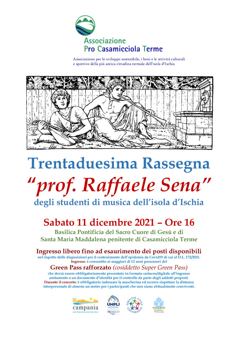 CASAMICCIOLA – TRENTADUESIMA RASSEGNA “PROF.RAFFAELE SENA”, DOMANI L’APPUNTAMENTO DEGLI STUDENTI DI MUSICA DELL’ISOLA D’ISCHIA