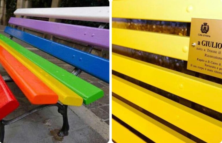 PROCIDA – L’ANGOLO DEI DIRITTI: DUE PANCHINE CONTRO LA LOTTA AD OGNI FORMA DI VIOLENZA E DISCRIMINAZIONE