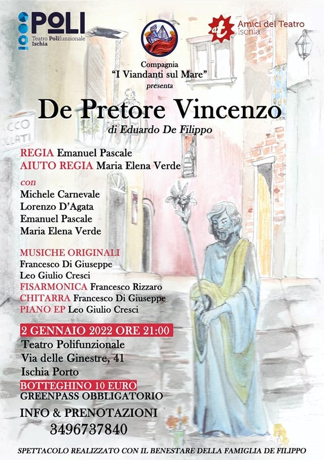 DOMENICA 2 GENNAIO AL POLI LA COMMEDIA “DE PRETORE VINCENZO” DI EDUARDO DE FILIPPO