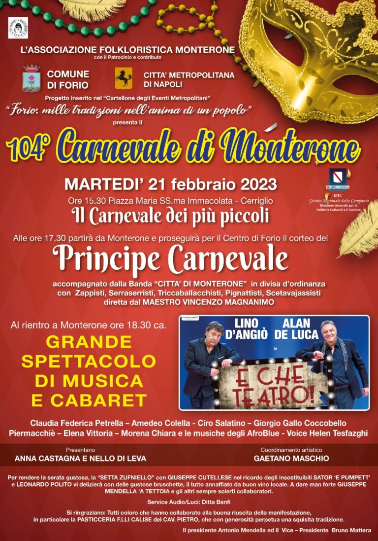 TORNA PUNTUALE A FORIO LO STORICO CARNEVALE DI MONTERONE – IPIC REGIONE CAMPANIA
