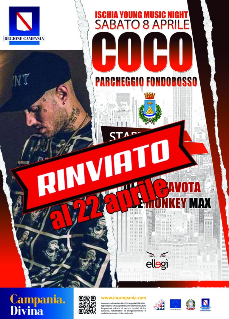 CONCERTO DI COCO RINVIATO PER MALTEMPO AL 22 APRILE