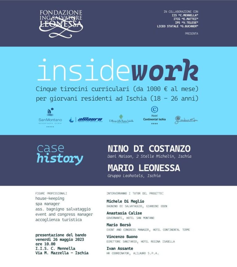 FONDAZIONE LEONESSA, INSIDE WORK: LA PRESENTAZIONE DEL PRIMO BANDO  PER 5 BORSE DI STUDIO