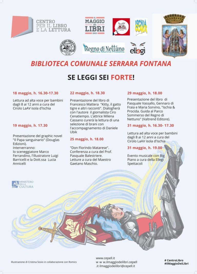 SERRARA FONTANA: TANTI GLI APPUNTAMENTI ALLA BIBLIOTECA COMUNALE PER IL MAGGIO DEI LIBRI