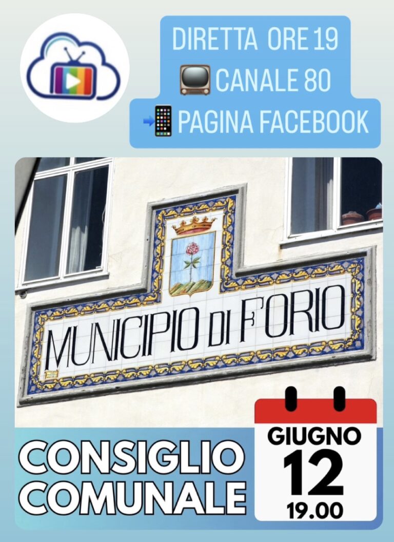 FORIO: DIRETTA LIVE SU NUVOLA TV DEL PRIMO CONSIGLIO COMUNALE