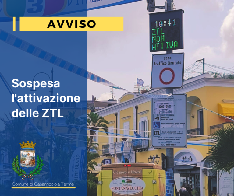 CASAMICCIOLA, ZTL PER ORA SOSPESA