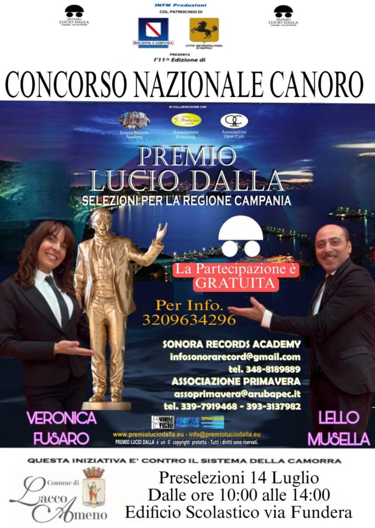 LACCO AMENO: AL VIA LE PRESELEZIONI DEL PREMIO LUCIO DALLA