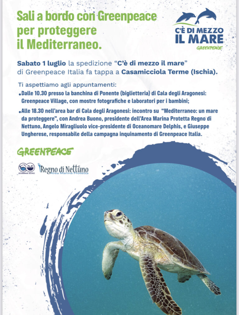 C’È DI MEZZO IL MARE, TAPPA A CASAMICCIOLA PER LA SPEDIZIONE DI GREENPEACE IN DIFESA DEL MEDITERRANEO
