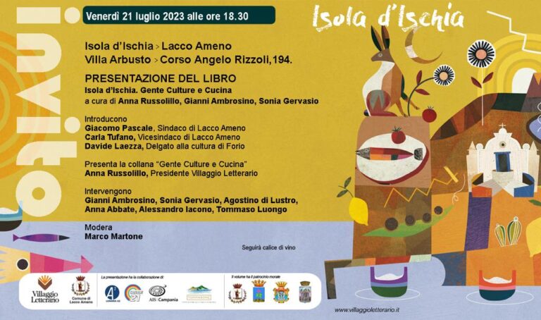 ISCHIA, GENTE CULTURA E CUCINA, VENERDÌ LA PRESENTAZIONE DEL QUINTO VOLUME A LACCO AMENO 