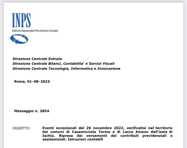 ISCHIA, L’INPS RIPRENDE I VERSAMENTI PER GLI ALLUVIONATI DI CASAMICCIOLA E LACCO AMENO